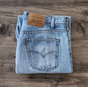 VTG 90s Levi's 550 Relaxed Fit Orange Tab Light Wash Blue Jeans Men's 36